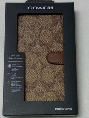 Coach Leather Folio Card Case in Rust Brown